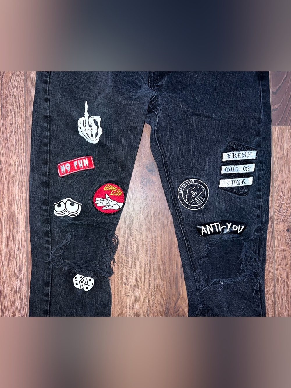 PacSun Black Skinny Jeans with Patchwork & Distressed Details